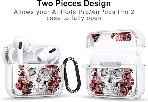 Miniatura 31 de MOSNOVO Funda protectora transparente para AirPods Pro 3, con anillo de metal duro de lujo de doble capa a prueba de golpes, diseñado para AirPods