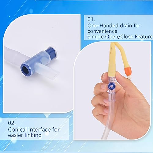 Miniatura 8 de Bolsas de catéter de 67.6 fl oz para hombres, bolsa de drenaje de orina con cámara antirreflujo, colección de orina de gran capacidad durante la
