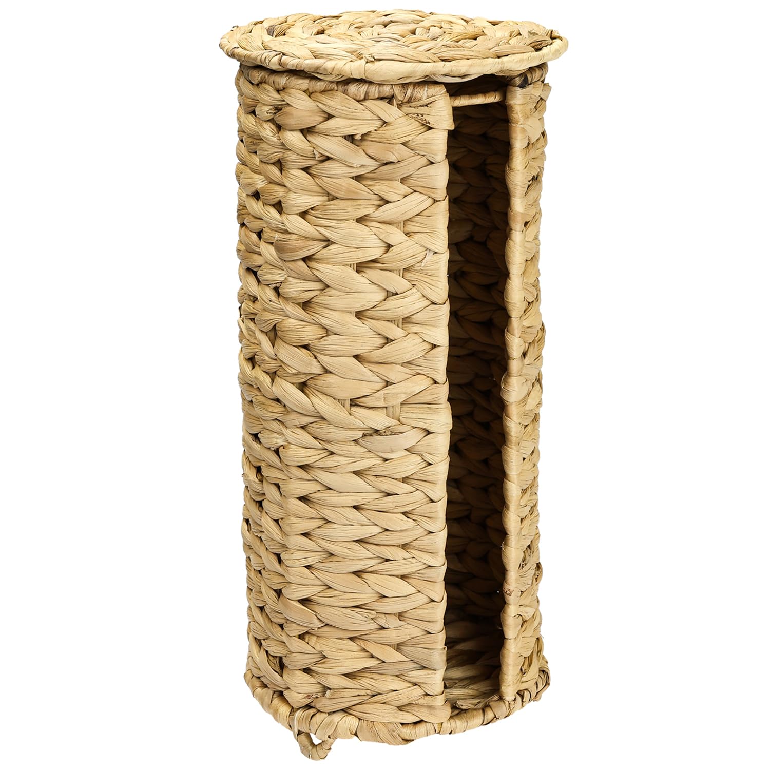 HMF Przechowywanie papieru toaletowego, pleciony ze zrównoważonego hiacyntu wodnego, stojący uchwyt na papier toaletowy, 3 rolki WC, 35,5 x 17 cm