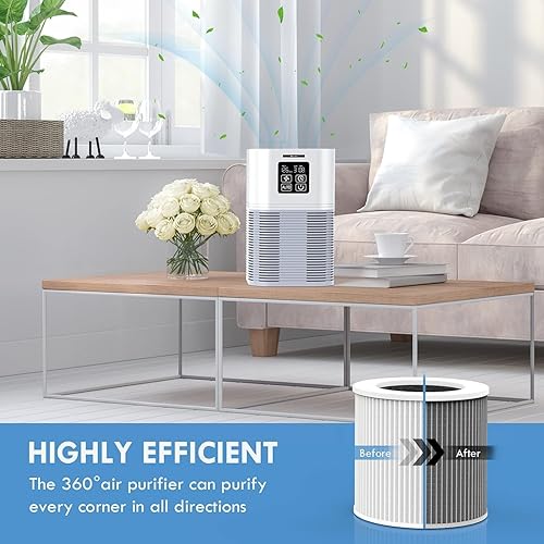 Miniatura 7 de VEWIOR Purificadores de aire para el hogar, habitación grande de hasta 600 pies, H13 True Hepa, purificadores de aire para pelo de mascotas, caspa,