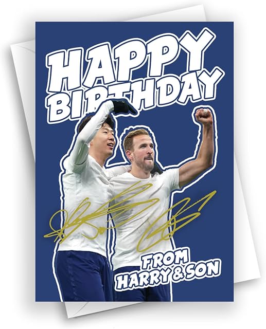HWC Trading Harry Kane and Son Heung-min Birthday Card for Football Fans and Supporters