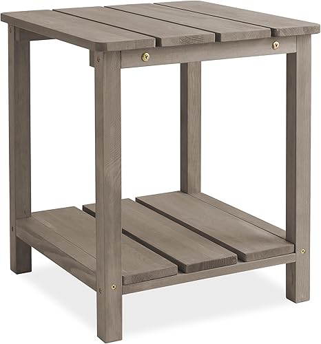 Miniatura 10 de Casafield Adirondack Mesa auxiliar, mesa auxiliar de madera de cedro para exteriores con estante para patio, terraza, césped y jardín, natural