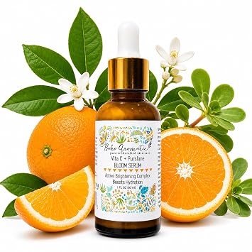 Vita C + Purslane BLOOM Serum Brightening Vitamin C Face Serum with Purslane, Antioxidant & Hydrating Formula for Radiant Skin Vegan & Cruelty-Free