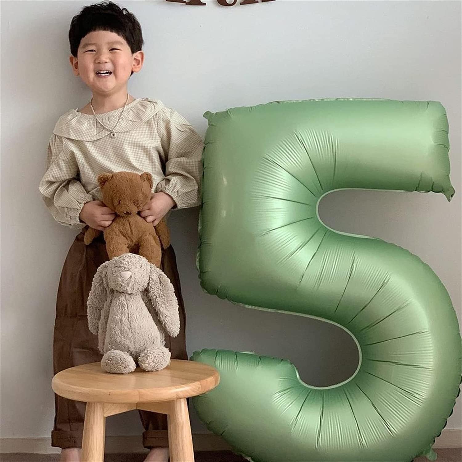 Pixel Geburtstagsballons Set - 102cm Zahlenballon Grün Mit Sternen