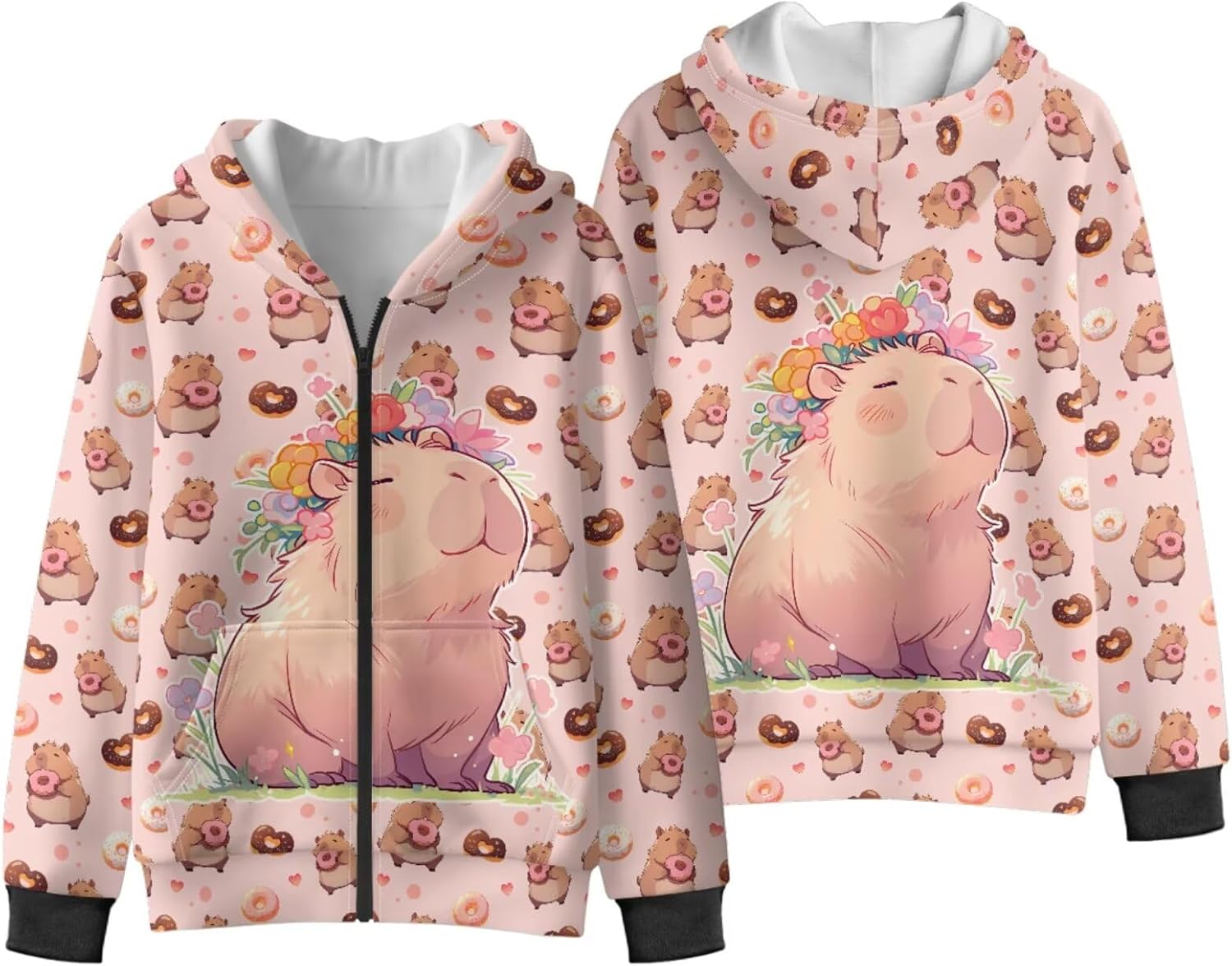 Kid's Zipper Hoodies Long Sleeve Fleece Hoodie for Girls Full Zip Hoodies Hooded Sweatshirts Jacket S-XL
