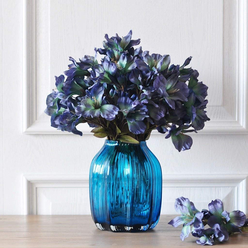 Vase en verre antique MU et bouquet de lys sauvages en soie haut de gamme
