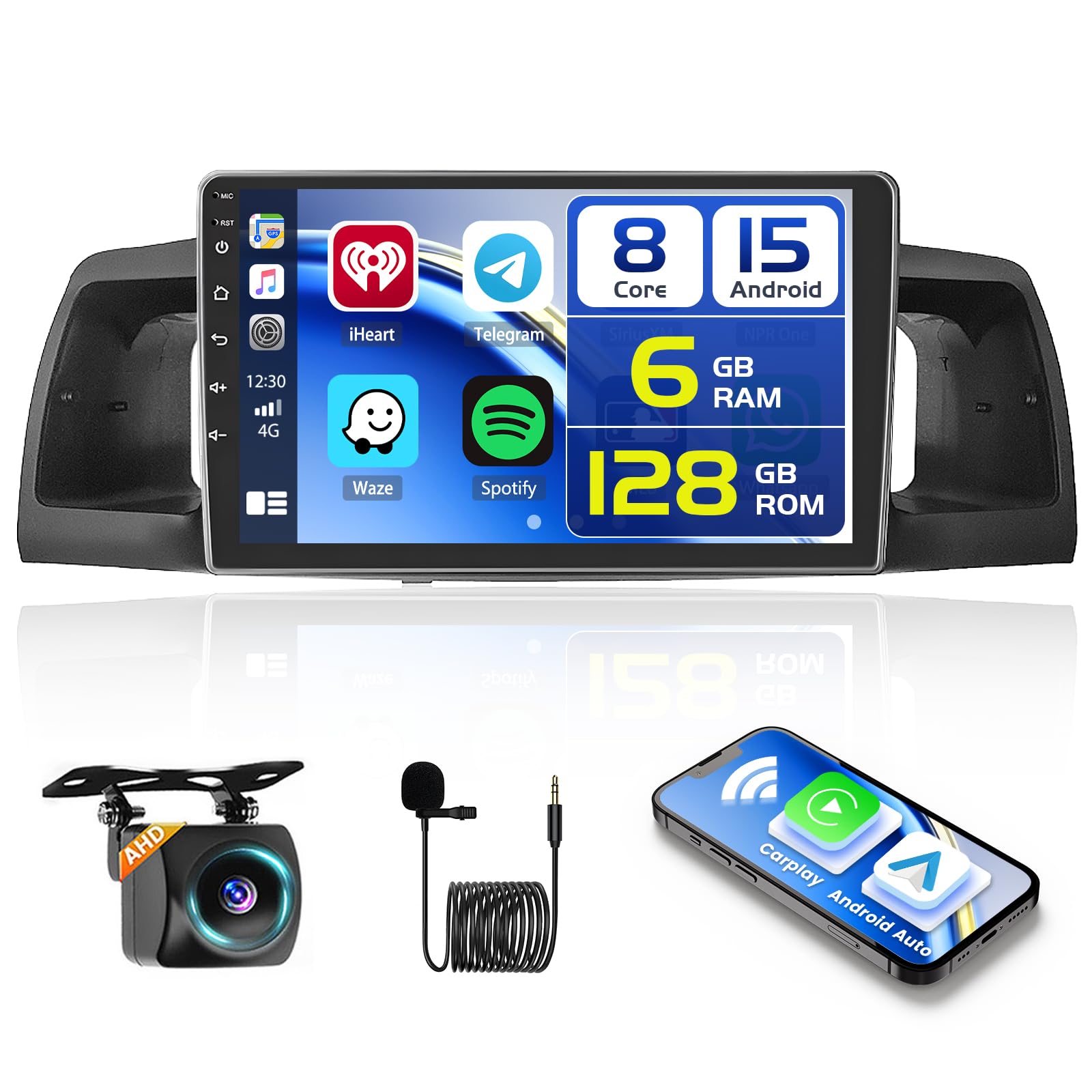 [8-Core 6+128G] Android 15 Car Stereo for Toyota Corolla 2006-2013, Hikity 9'' Touchscreen Corolla Car Radio Wireless Carplay Android Auto 32EQ/DSP/FM