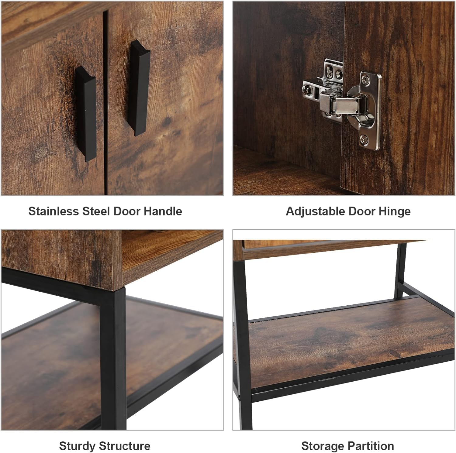 UEV Rustic Brown 36 Inch Bathroom Vanity with Sink,Industrial Iron Frame Bathroom Cabinet Set with Doors & Shelf,with Modern Artistic Ceramic Vessel Sink Combo