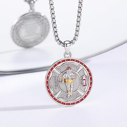 Vista 547 de Collar con colgante de plata de ley 925 con medalla de San Patrón, joyería religiosa para hombres y mujeres, con cadena de acero inoxidable 316L