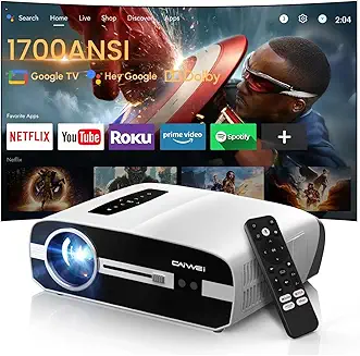 Ultra HD 4K Google TV Projector HDR10+ – 1700 ANSI High-Bright Home Theater Projector with ToF Laser Auto Focus, WiFi6, Bluetooth, Short Throw, Dolby Audio, 30W Speaker