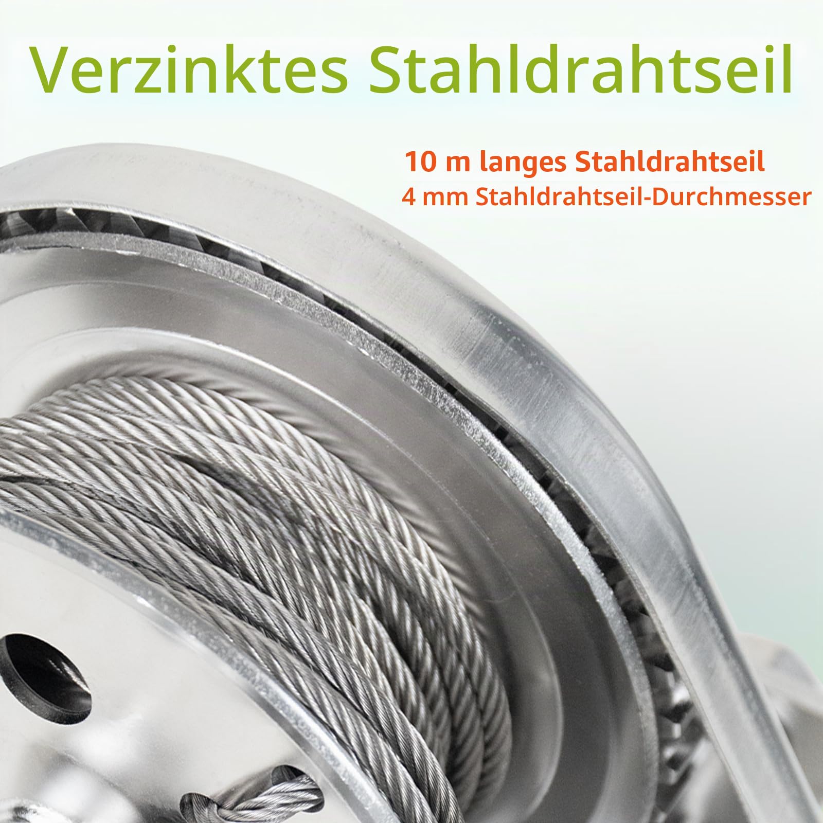 Edelstahl Handseilwinde mit Bremse(1200lbs,10m) | 1200lbs Anhänger Seilwinde Hand Klein mit 10m Drahtseil, Manuell Seilwinde Handwinde Heben Senken mit Selbstsichernden Haken