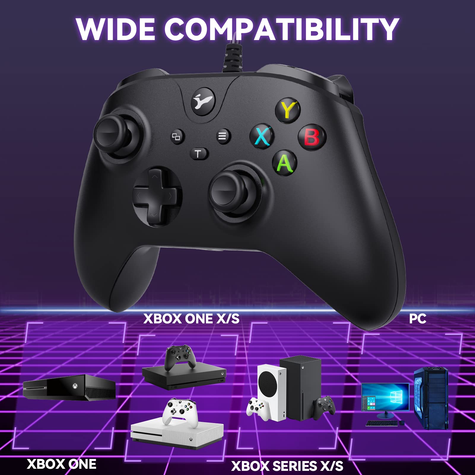 YCCTEAM Wired Controller for Xbox One,Wired Game Controller with Turbo