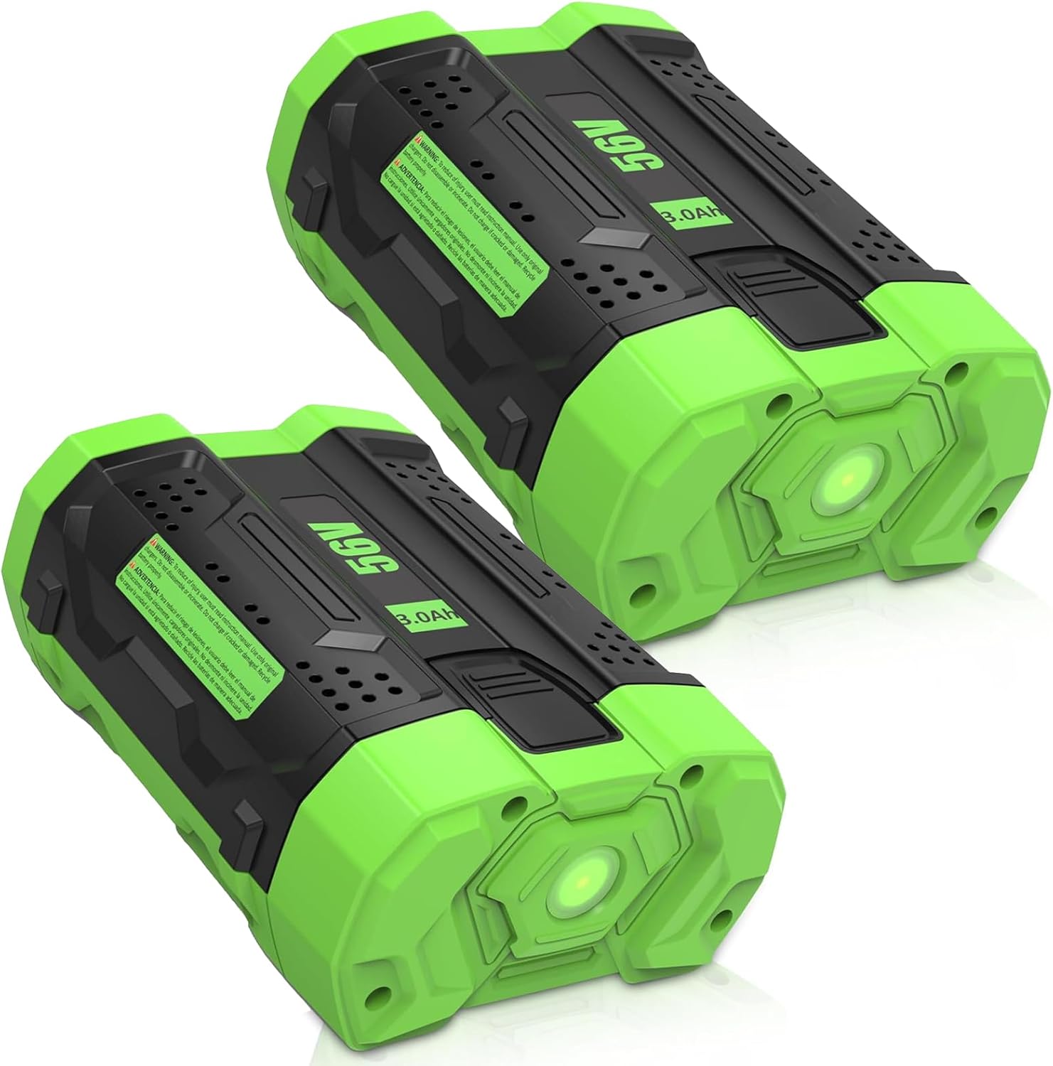 Enermall 2Pack 3.0Ah Replacement Battery for EGO 56V Battery Compatible with EGO 56 Volt Battery Tools Lawn Mower Leaf Blower (Black&Green)