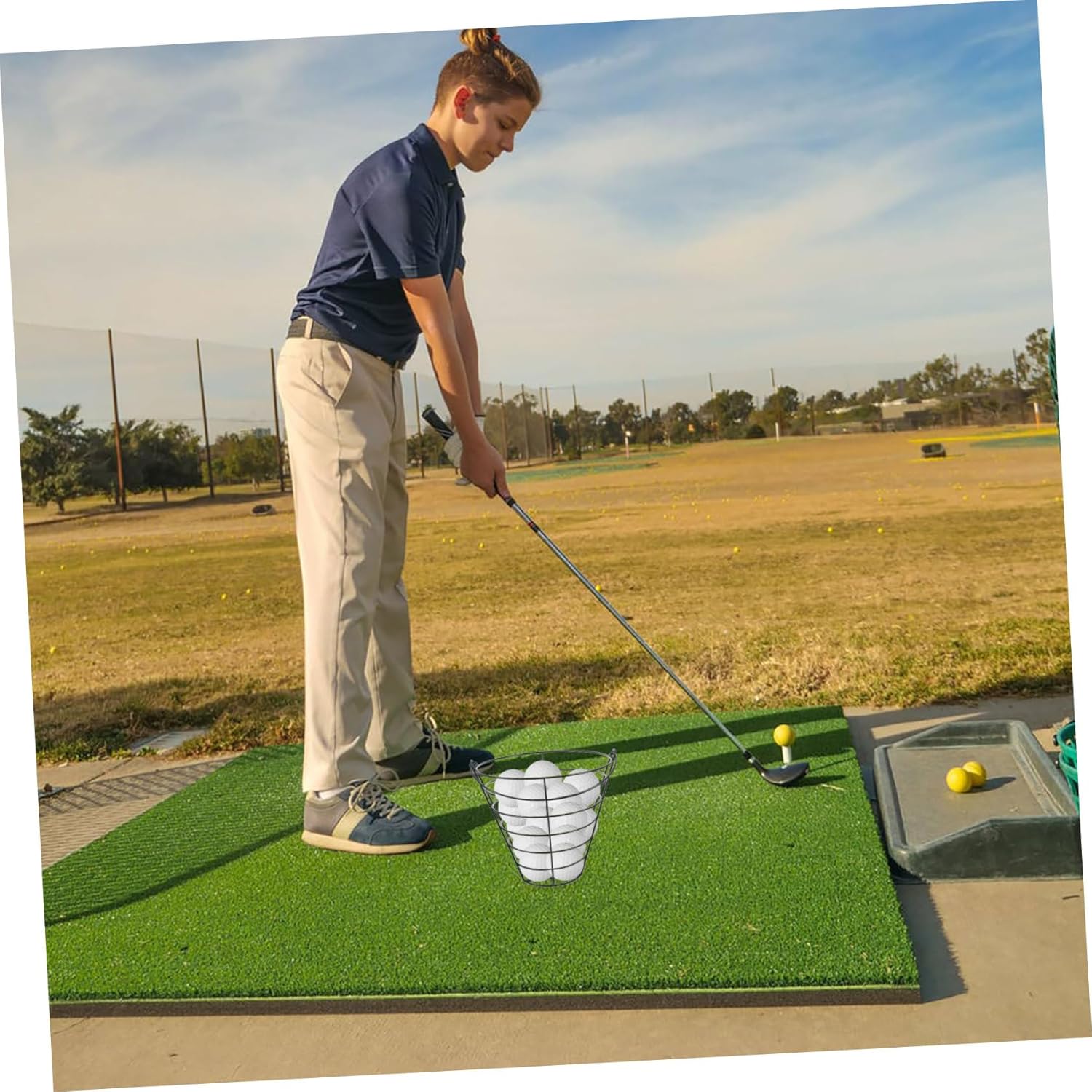 2pcs Golf Ball Basket Strong Steel Construction Painted for Durability Organization