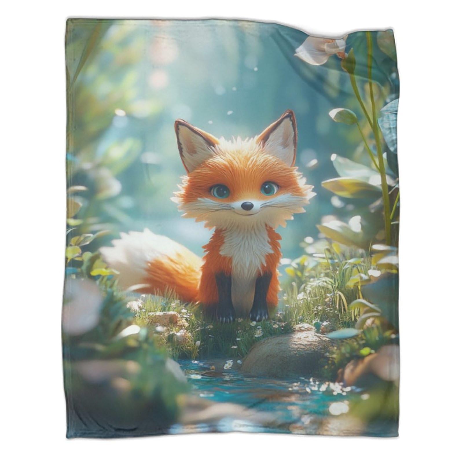 Couverture renard 3D plaid léger idéal pour le voyage et le camping