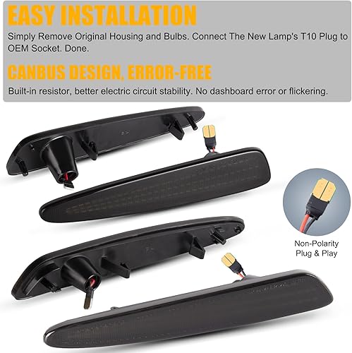 Miniatura 5 de Gempro Luces LED blancas de señal de estacionamiento para guardabarros delanteros y traseros para Chevy Corvette C6 2005-2013, lente ahumada, 4