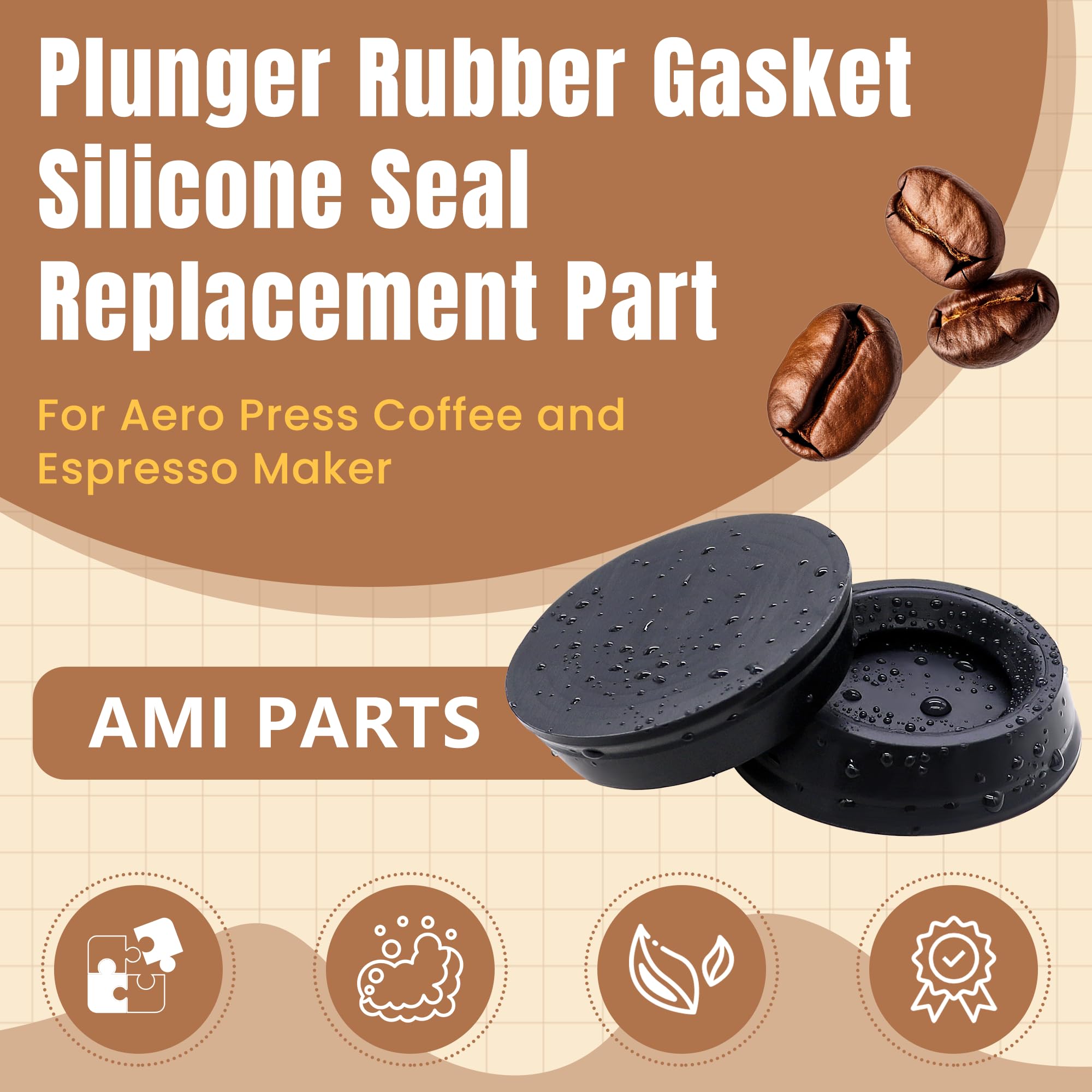 AMI PARTS Kolben Gummidichtung teil für AeroPress Kaffee- und Espressokocher (2 Stück)