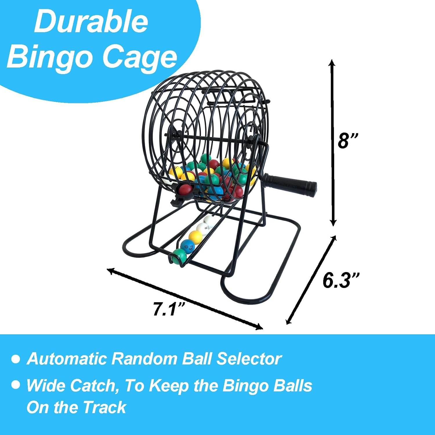 Deluxe Bingo Game for Adults Large Group, Includes 8" Bingo Cage with Big Storage Bag, 1000 Colorful Chips,118 Bingo Cards,75 Colored Balls,75 White Balls for Replacement, Master Board and 2 small Bag