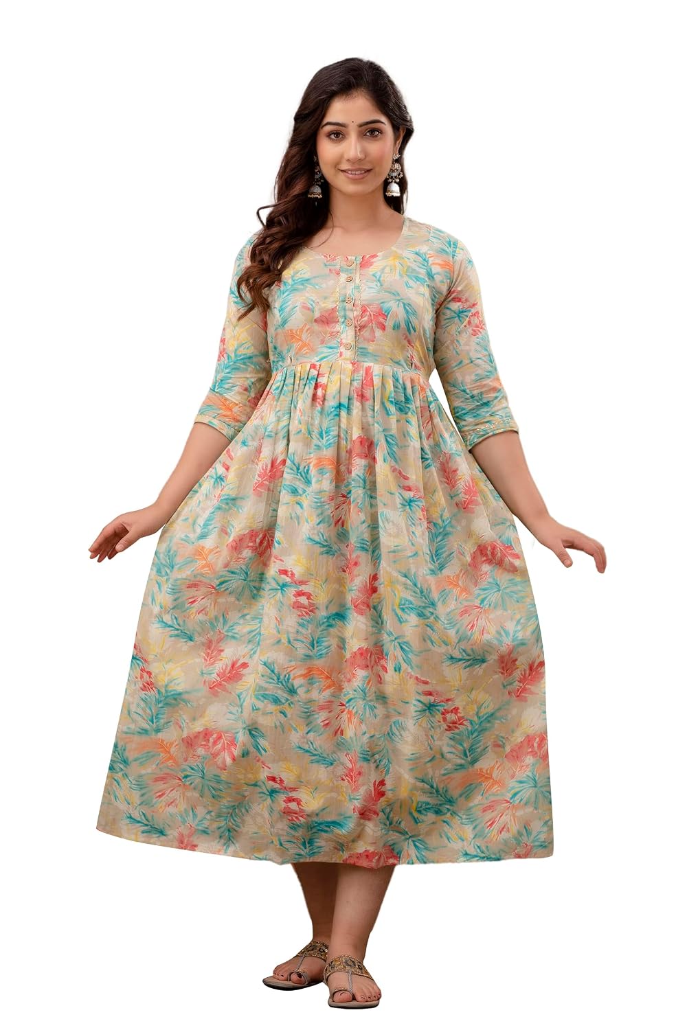 Anuom Womens Cotton Striped Maternity Kurti with Vertical Zipper | Feeding Kurti for Pre and Post Pregnancy Kurti for Womens
