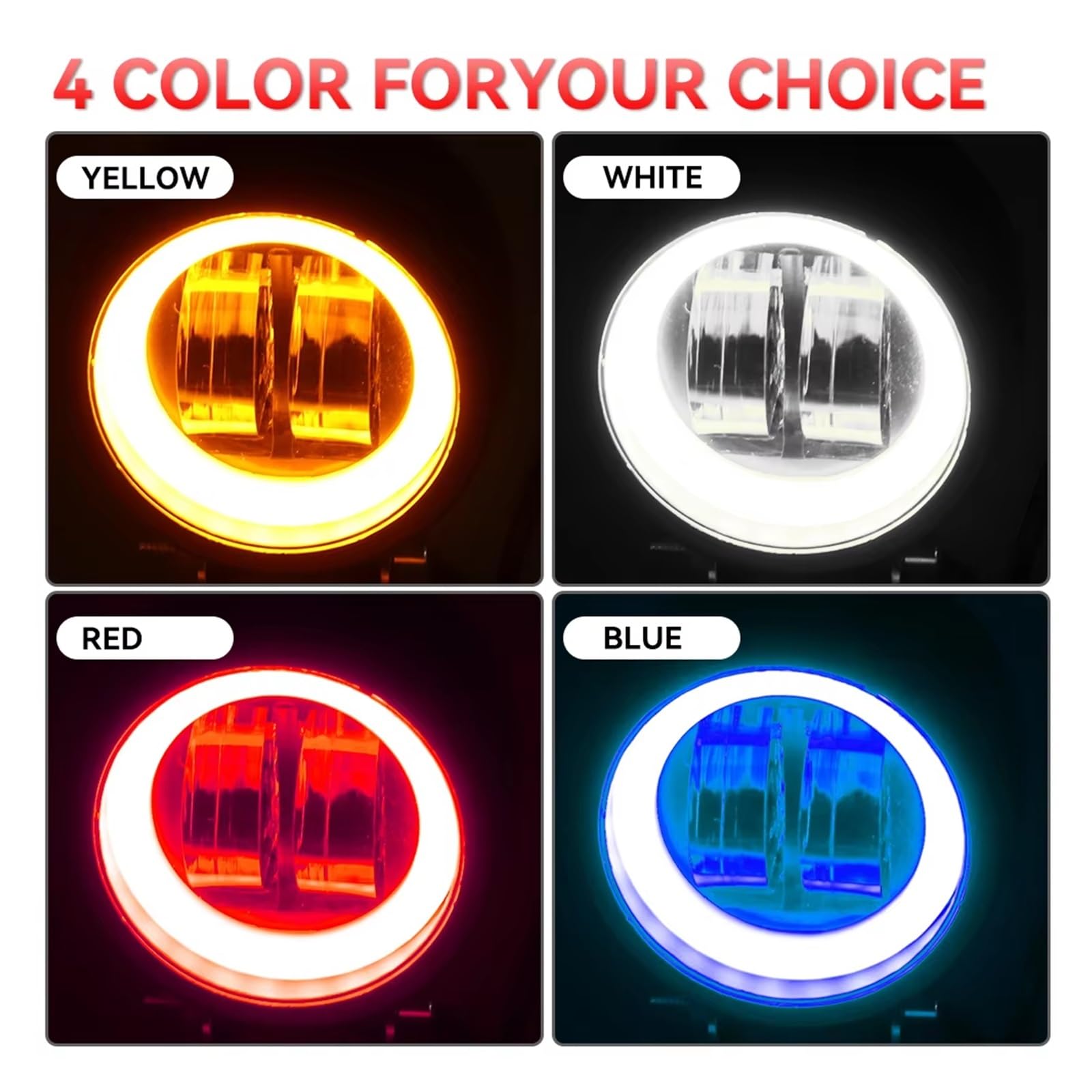 Generico Faro anteriore 3 POLLICI 20 W LED Angel EyeWork Light Bar Spot Lampada Offroad Car Boat Truck SUV Pickup 12 V 24 V Driving Fendinebbia Faro Fari Anteriori Auto(2x ROUND WHITE RED)
