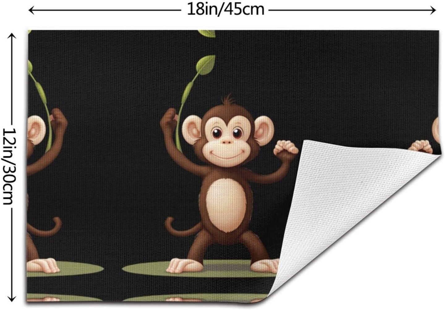 Woven Placemat 1 18x12 in Heat Resistant Non Slip Washable Table Mat Smart Little Monkey Pattern image 3
