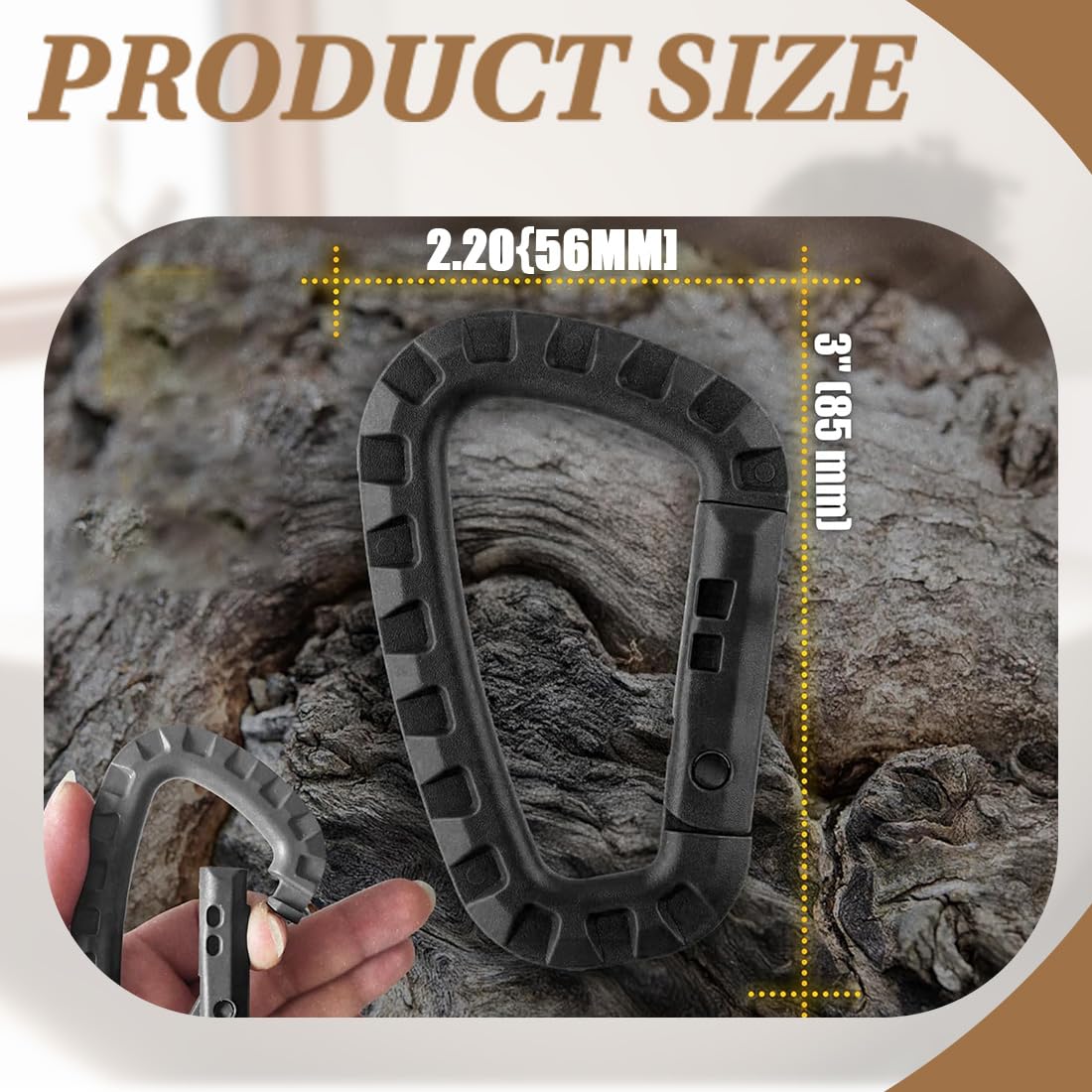 Lot de 5 Mousquetons en Plastique,Mousqueton Tactique Militaire Durable Forme en D Multifonctionnelle Sac à Dos pour Camping Randonnée Pêche Gym Usage Extérieur mousqueton