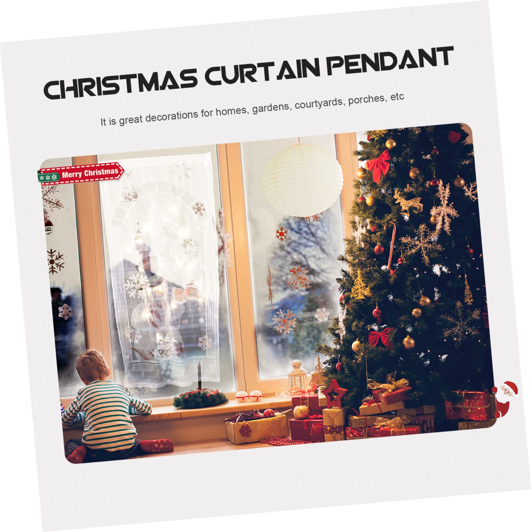 Alipis 5 Sätze Weihnachten Leuchtende Vorhänge Quaste Verdunkelungsvorhänge Beleuchteter Weihnachtsvorhang Fenster Led Solar- Ornamente Weihnachtsschmuck Gardinen Für Weiß Polyester