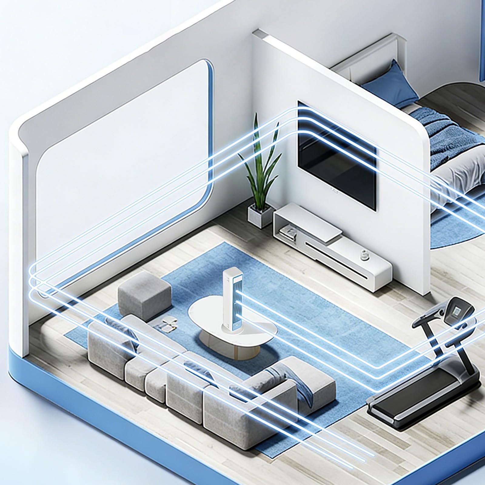 Aire acondicionado portátil, ventilador sin palas con 3 modos, climatizador silencioso de batería para casa, oficina y viaje ，Blanco - 1 pieza