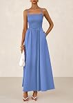 PRETTYGARDEN Women's Smocked Maxi Dresses 2026 Summer Beach Sundress Casual Spaghetti Strap Swing A Line Long Flowy Dress