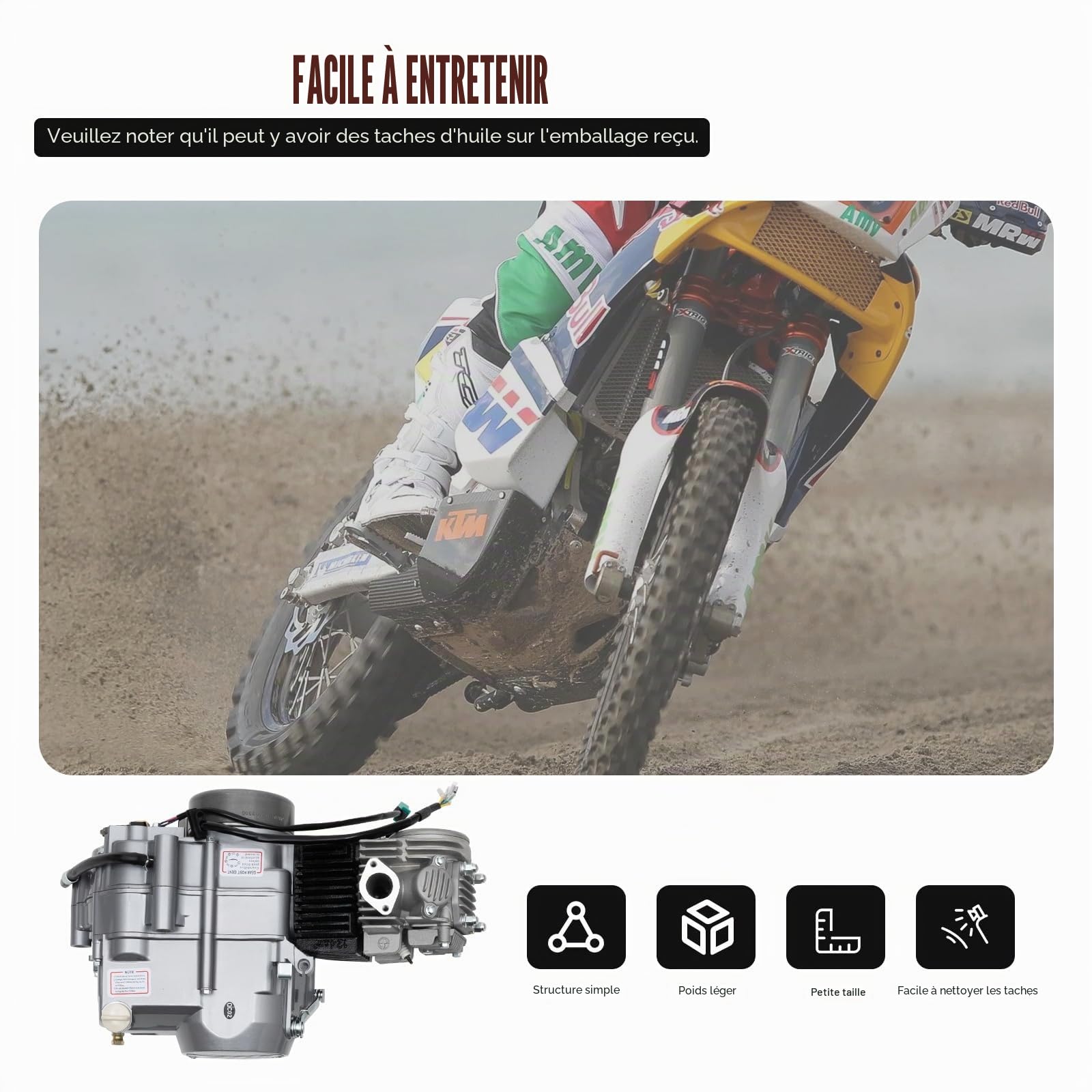 Moteur monocylindre 125 CC 4 temps, refroidi à l'air manuel avec démarrage à pédale et embrayage manuel, pour moteur Dirt Bike Pit Bike