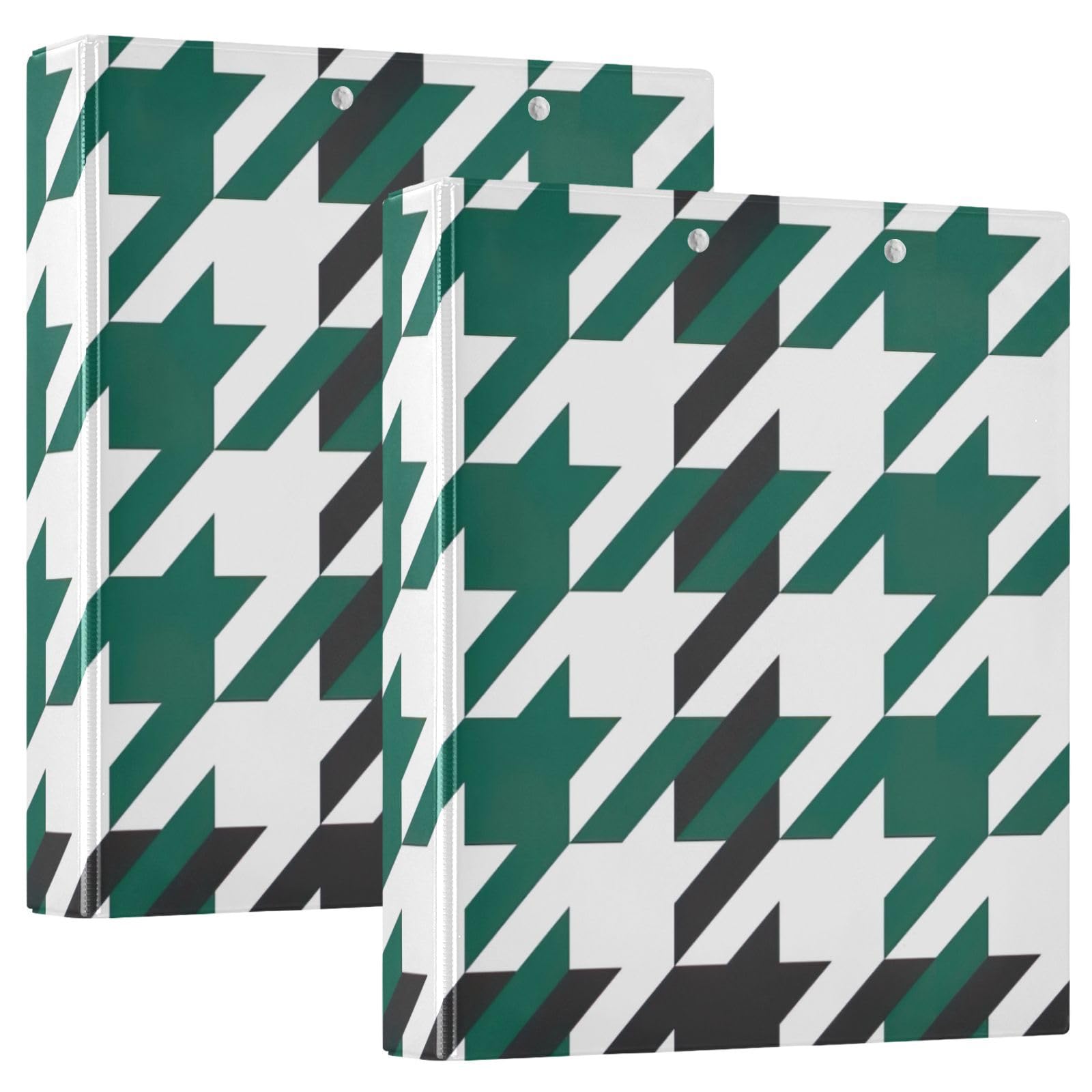 Raccoglitore per ricette, moderno, motivo pied de poule, nero, confezione da 2, in PVC, contiene 200 fogli, raccoglitore grande