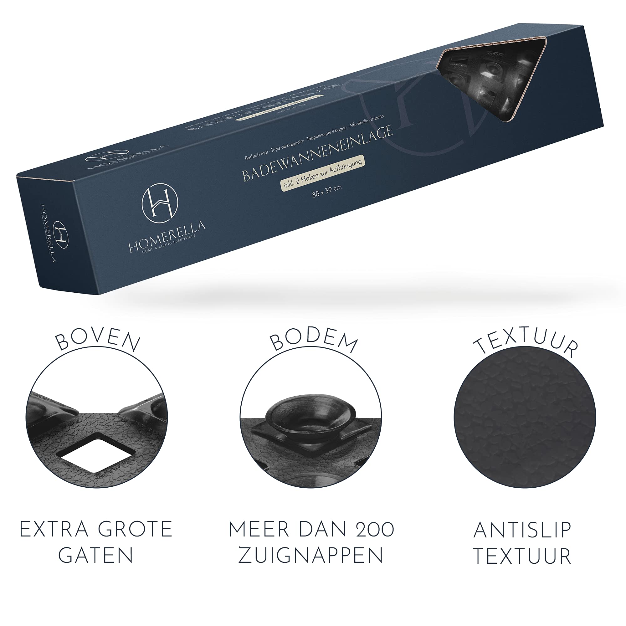 Homerella Non-Slip Bath Mat - Safe & Dry -7