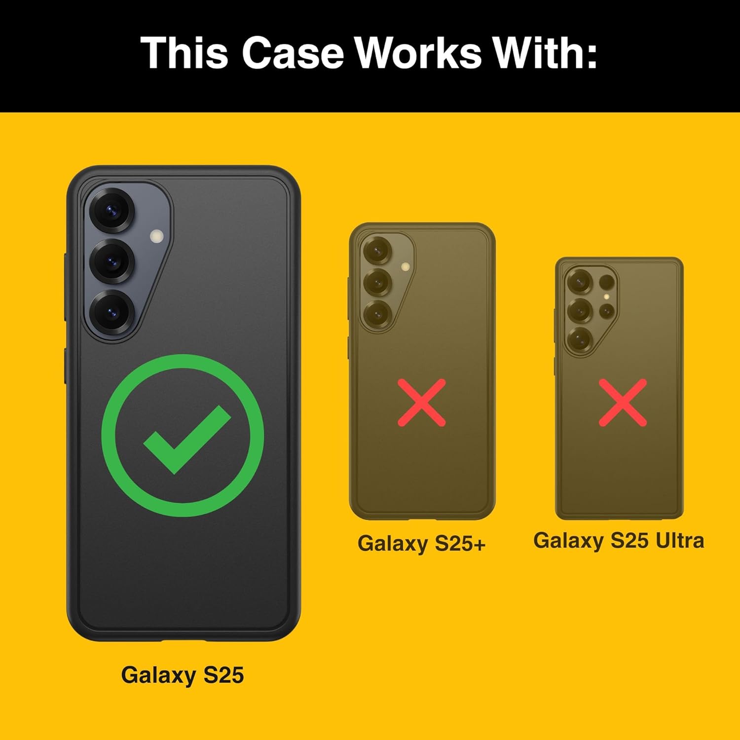 OtterBox Custom Samsung Galaxy S25 - Symmetry+ Case for Magnetic Charging, Personalized Photo Option, Built-in Strap Anchors, Reinforced Corners, Raised Camera Edges - Printed in USA (Black)