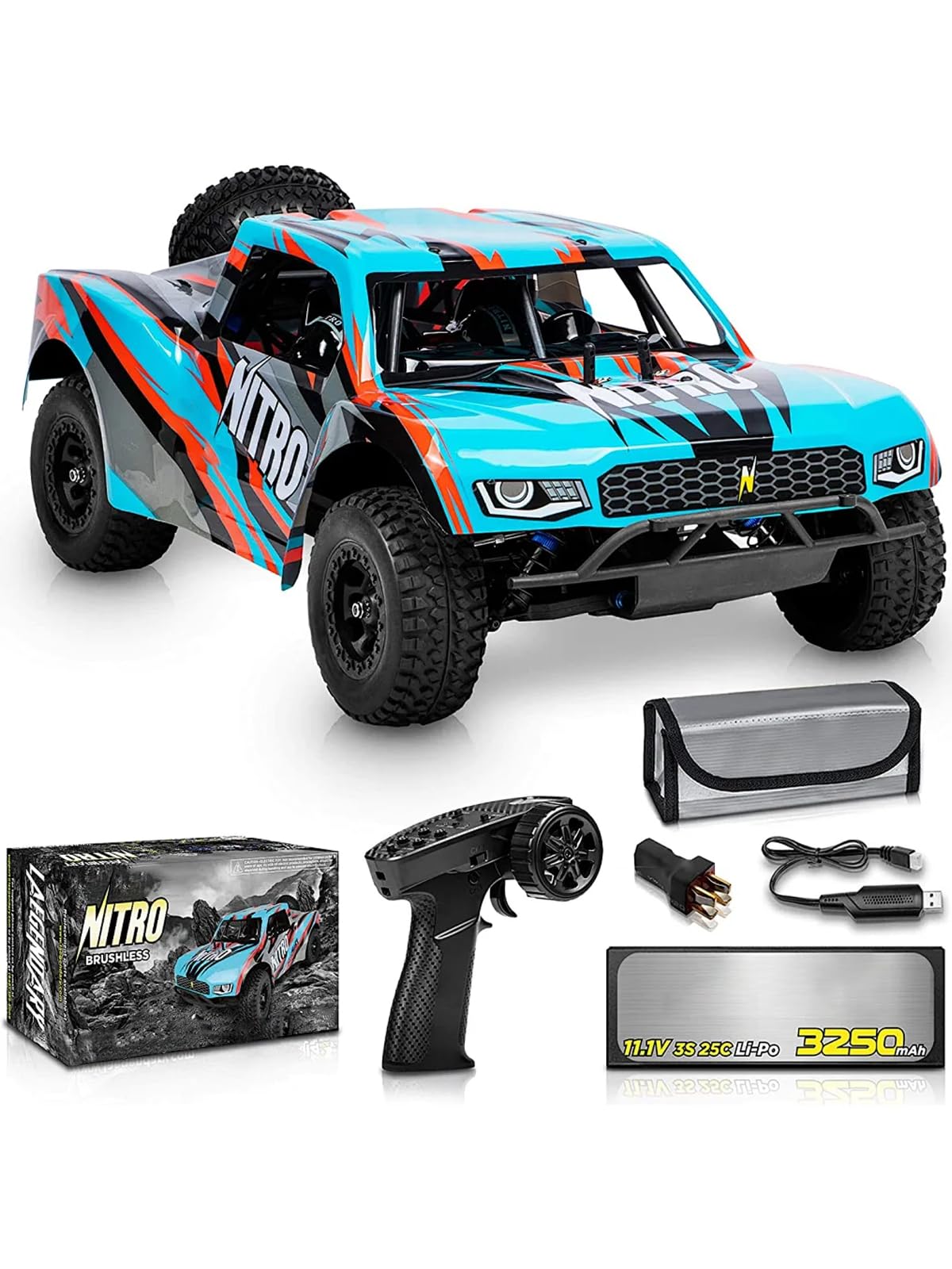 1 8 Scale Brushless RC Cars for Adults Max 40mph Electric Off-Road Monster Truck Waterproof High Speed RC