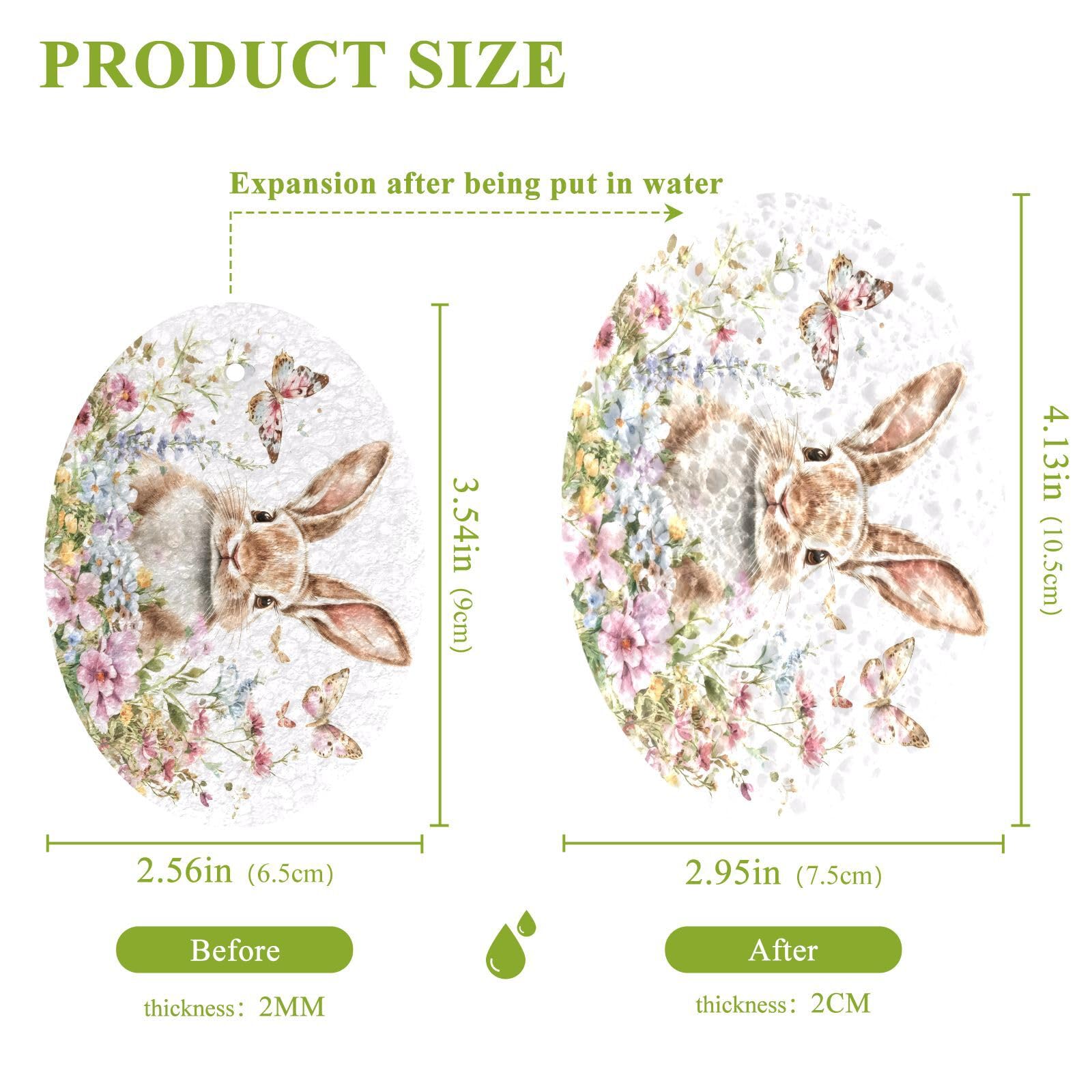 Takiito Watercolor Bunny Flowers Scrub Sponge 3 Pack, Absorbent Cleaning Sponges for Dishes Pots Pans Kitchen, Non-Scratch Scrubber