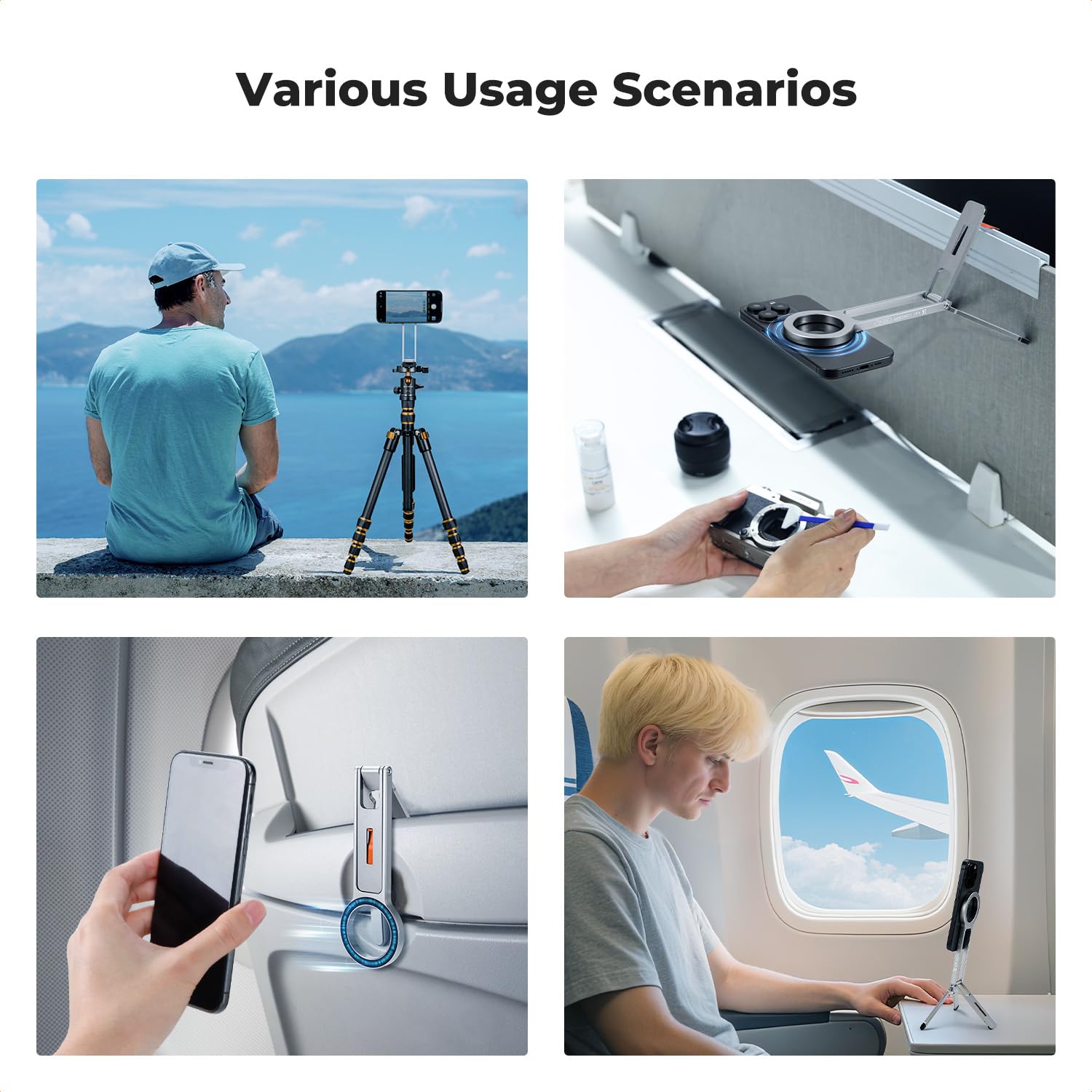 K&F CONCEPT Magnetyczny statyw do telefonu, uchwyt na smartfon, stojak na biurko, magnetyczny statyw ścienny kompatybilny z MagSafe, kompaktowy stojak do selfie do iPhone'a serii 17/16/15/14/13/12