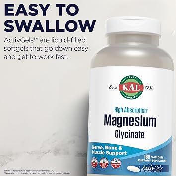 KAL Magnesium Glycinate ActivGels 315 mg, 180 Softgels