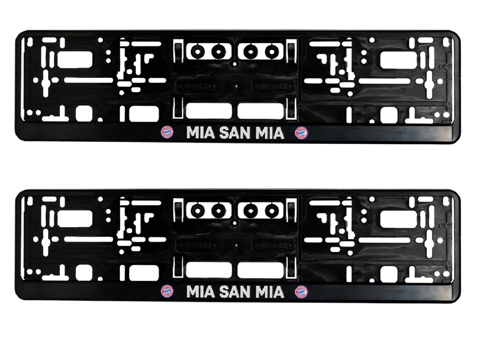 FC Bayern München Nummernschildhalter - Mia san mia - FCB 2er-Set Kennzeichenverstärker 3D-Optik