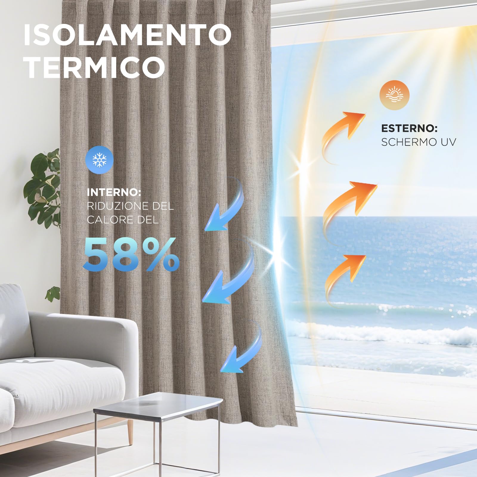 Joydeco 100% Tende Oscuranti per Interni 2 Pezzi L 140 x A 260 CM, Lino Tende Termiche con Passanti Nascosti per Soggiorno Moderne Cameretta Bambini Camera da Letto Blackout Curtains, Lino