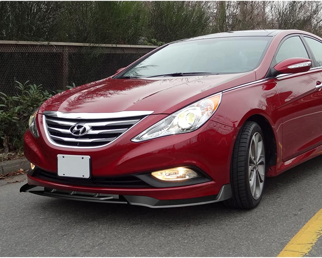 Q1-TECH,Front Bumper Lip fit for compatible with 2011-2014 Hyundai Sonata,Front Bumper Lip Spoiler Air Chin Body Kit Splitter Unpainted Matt Black ABS,2012 2013 (STP-Style)