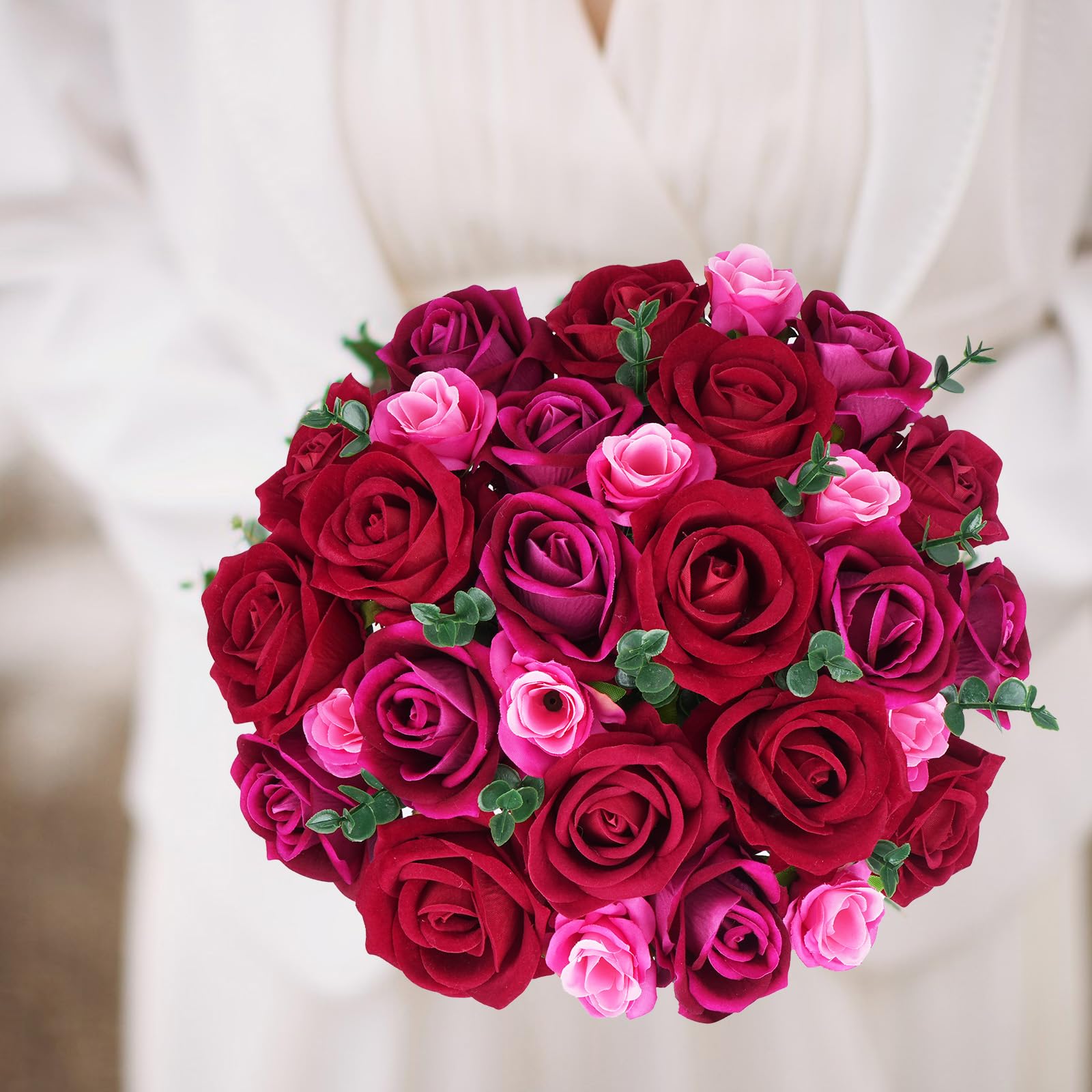 Amazon.de: Fairblo 32 Stck Knstliche Rosen wie Echt Kunstblumen Rote Rosen  Knstlich Blumenstrau Kunstrosen Rot Knstliche Blumen Deko  Kunstblumenstrau Seidenblumen fr Valentinstag Hochzeit Tischdeko