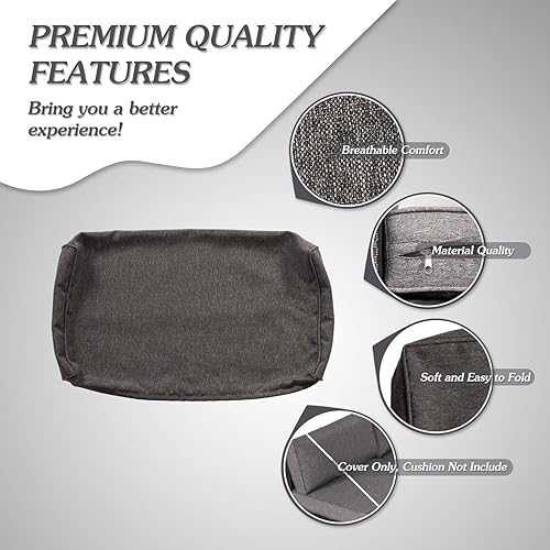 Miniatura 6 de 7 fundas de repuesto para sofá de mimbre para patio al aire libre, lavables, fundas de repuesto para asiento y respaldo, gris oscuro