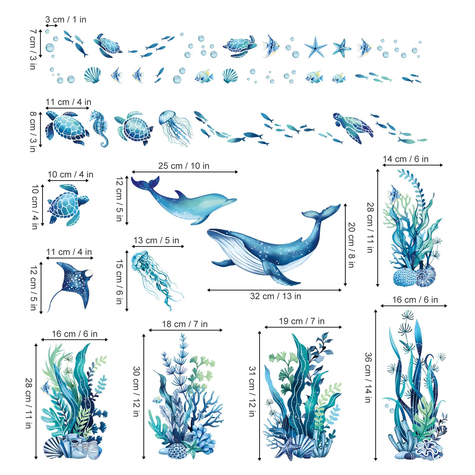 Hianjoo 94 Pièces Autocollant De Fenêtre Océan, 5 Feuilles
