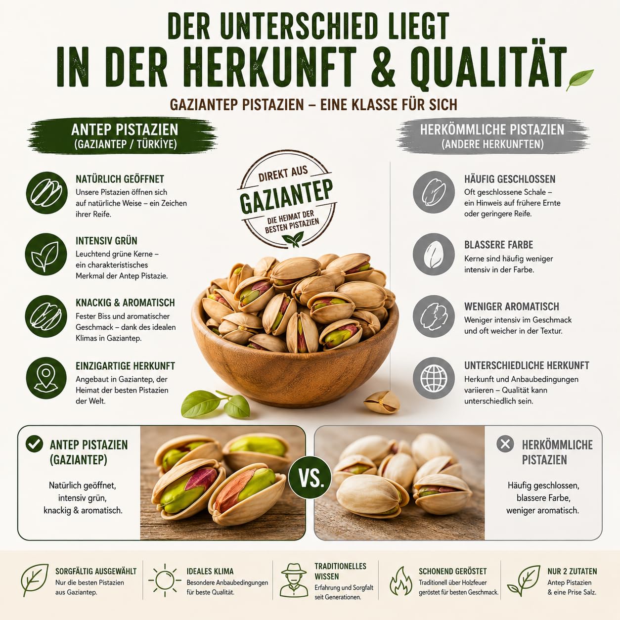700 g Antep-Pistazien aus Gaziantep, Türkei – Geröstete und Geöffnete Pistazien in Schale | Über Holzfeuer Geröstet | Leicht Gesalzen | Charakteristisches Aroma