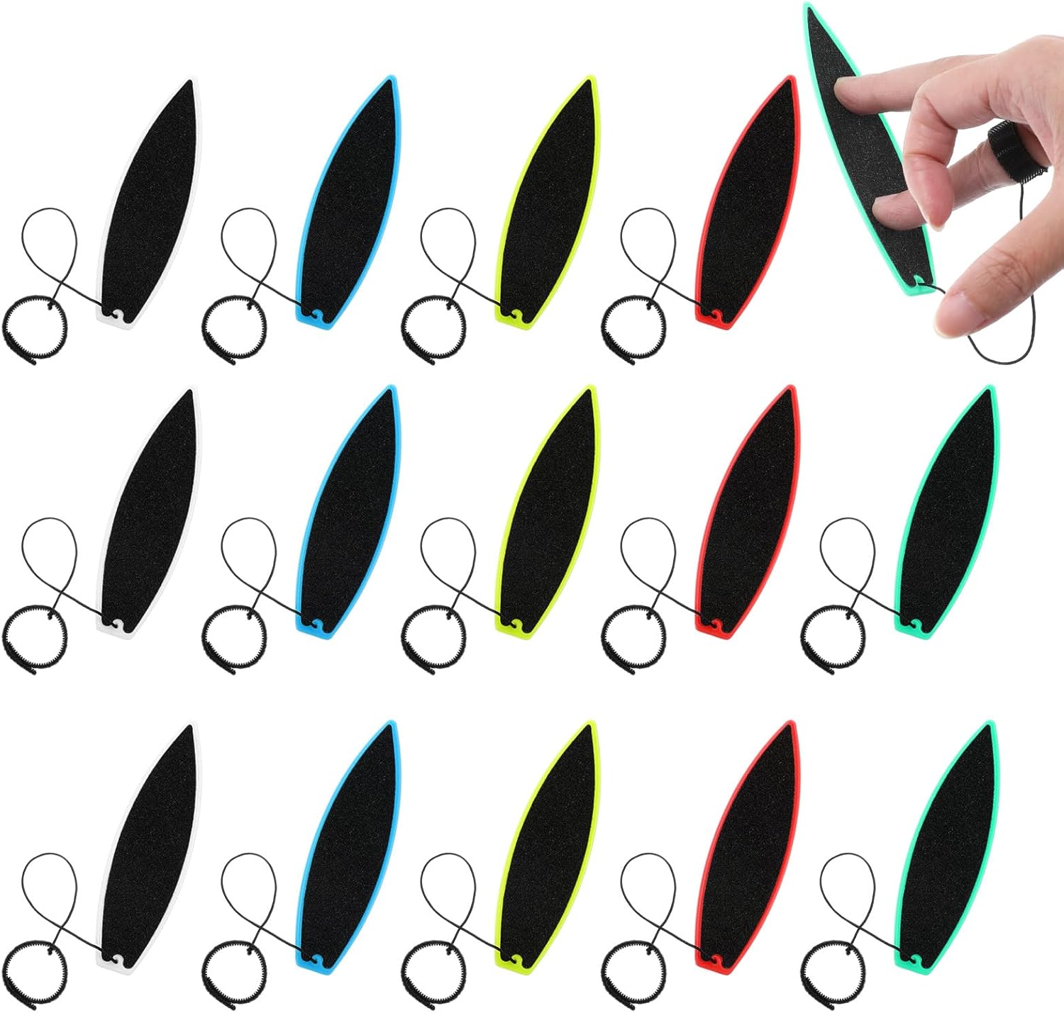 15Pcs Finger Surfboard, Mini Surfboard with String, Finger Surfing Board Wind Surfing Toys for Car Window, Fingers Surf Toys for Kids and Adults (5 Colors)