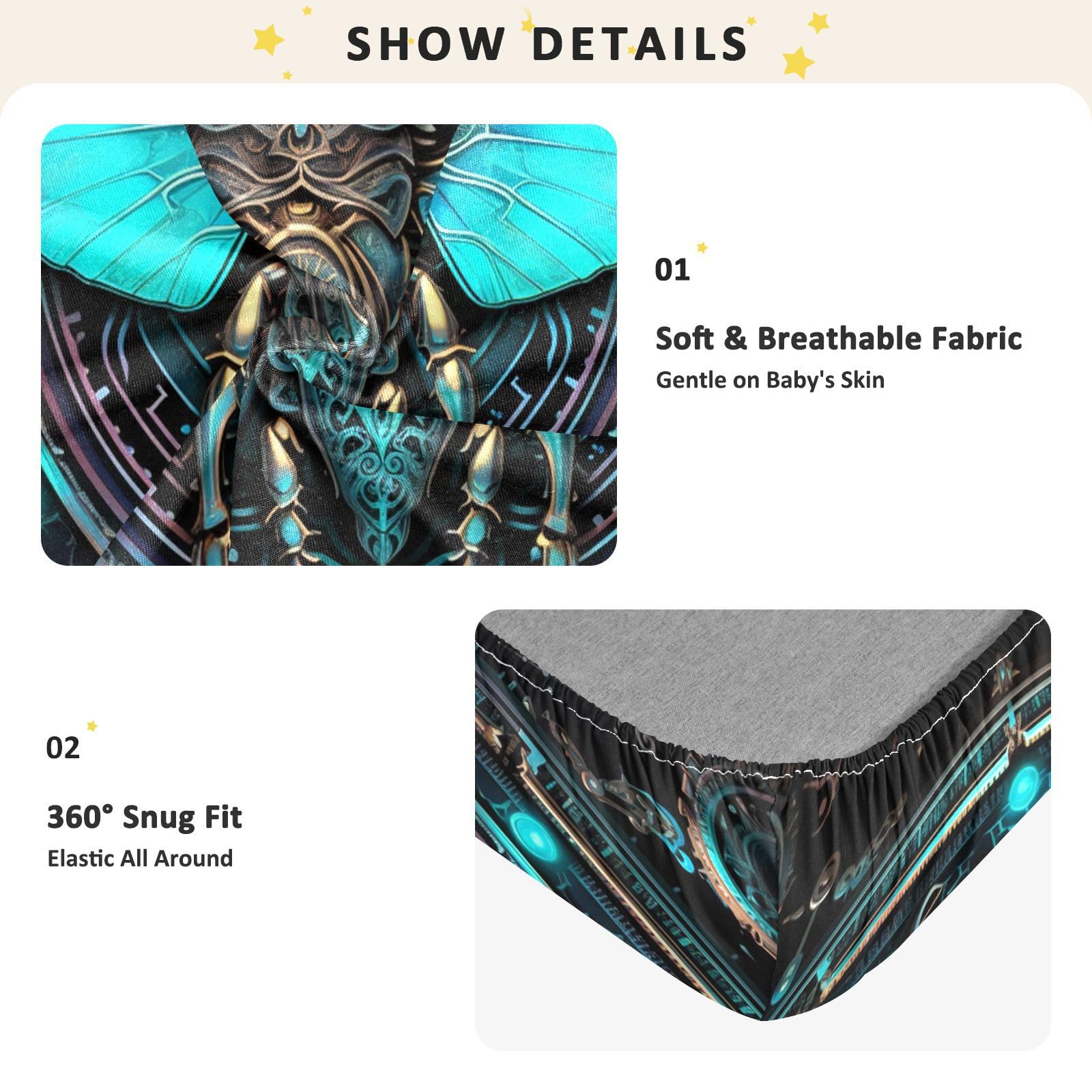 Arte Abstracto Cian De La Abeja Sábana de Cuna para Niños Pequeños,Sábanas de Algodón Suave para Bebés Aptas para Colchón Corralito