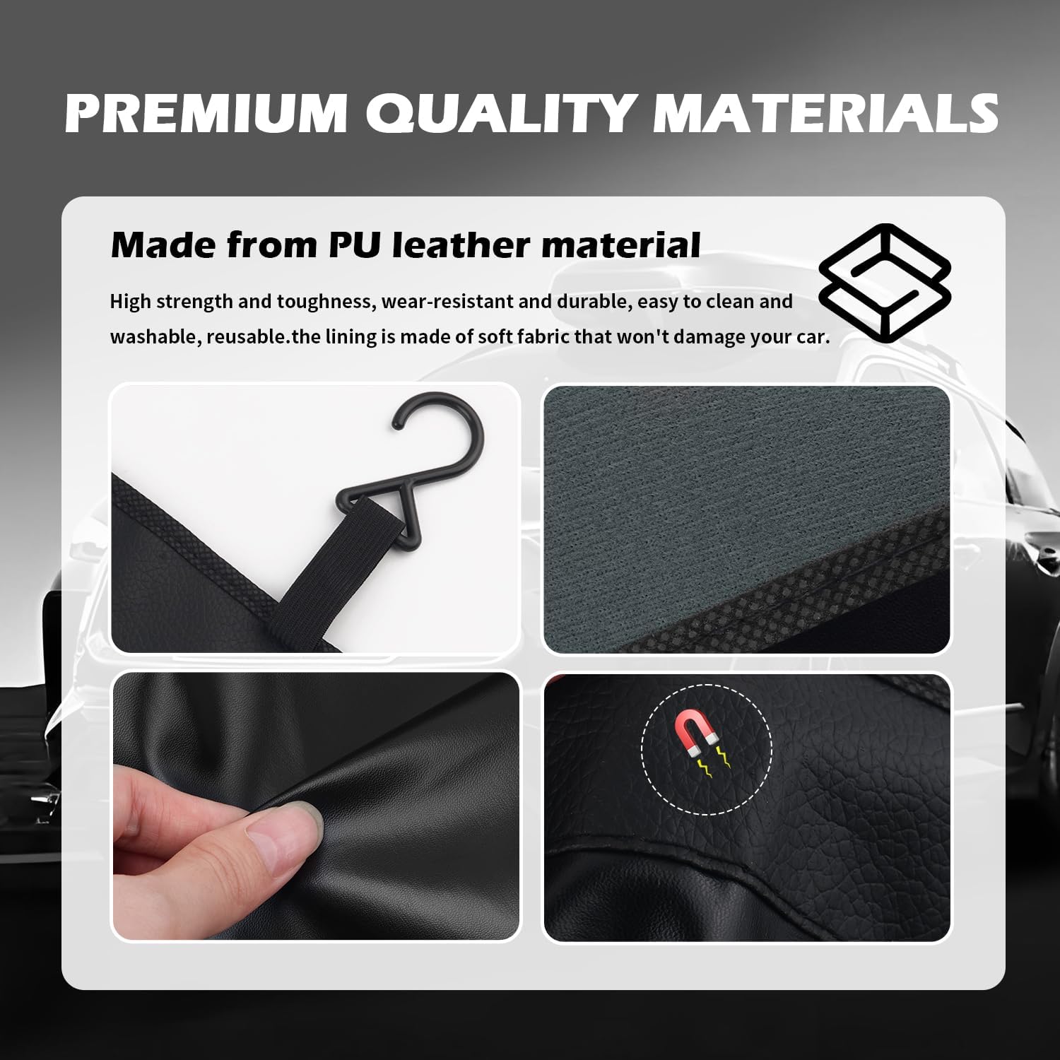 PU Magnetic Fender Covers for Mechanics with Hooks 3PCS,Foldable Car Fender Protector Provide Protection for Bodywork,Anti-Scratch Car Fenders Cover Cars Accessories (3PCS)