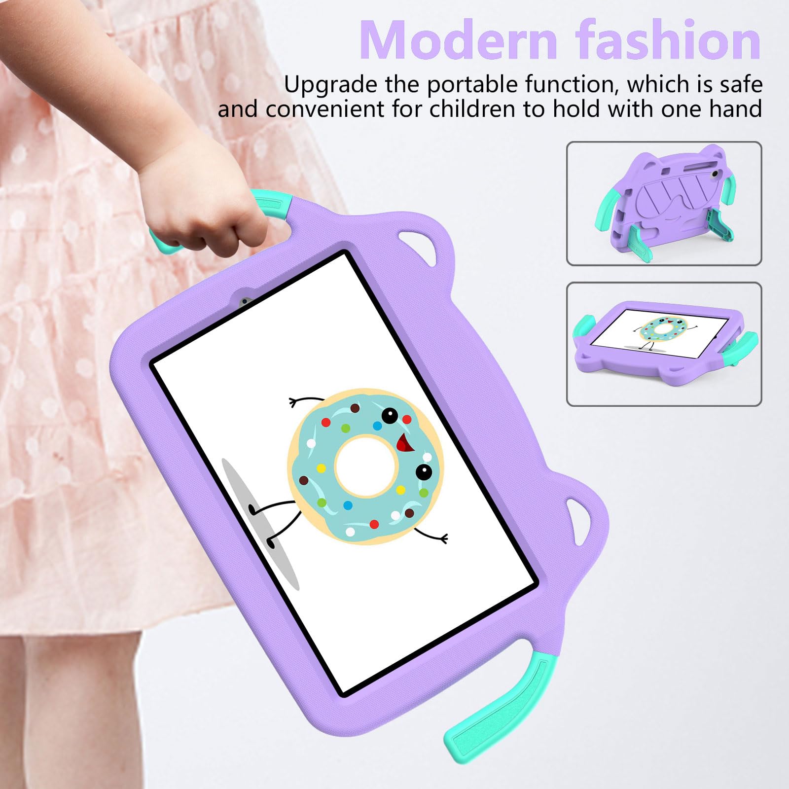 TB-125FU/128FU/128XU Coque légère en EVA + PC pour enfants avec support résistant aux chocs pour Lenovo Tab M10 Plus 3ème génération 10,6" avec poignée et bandoulière (violet)