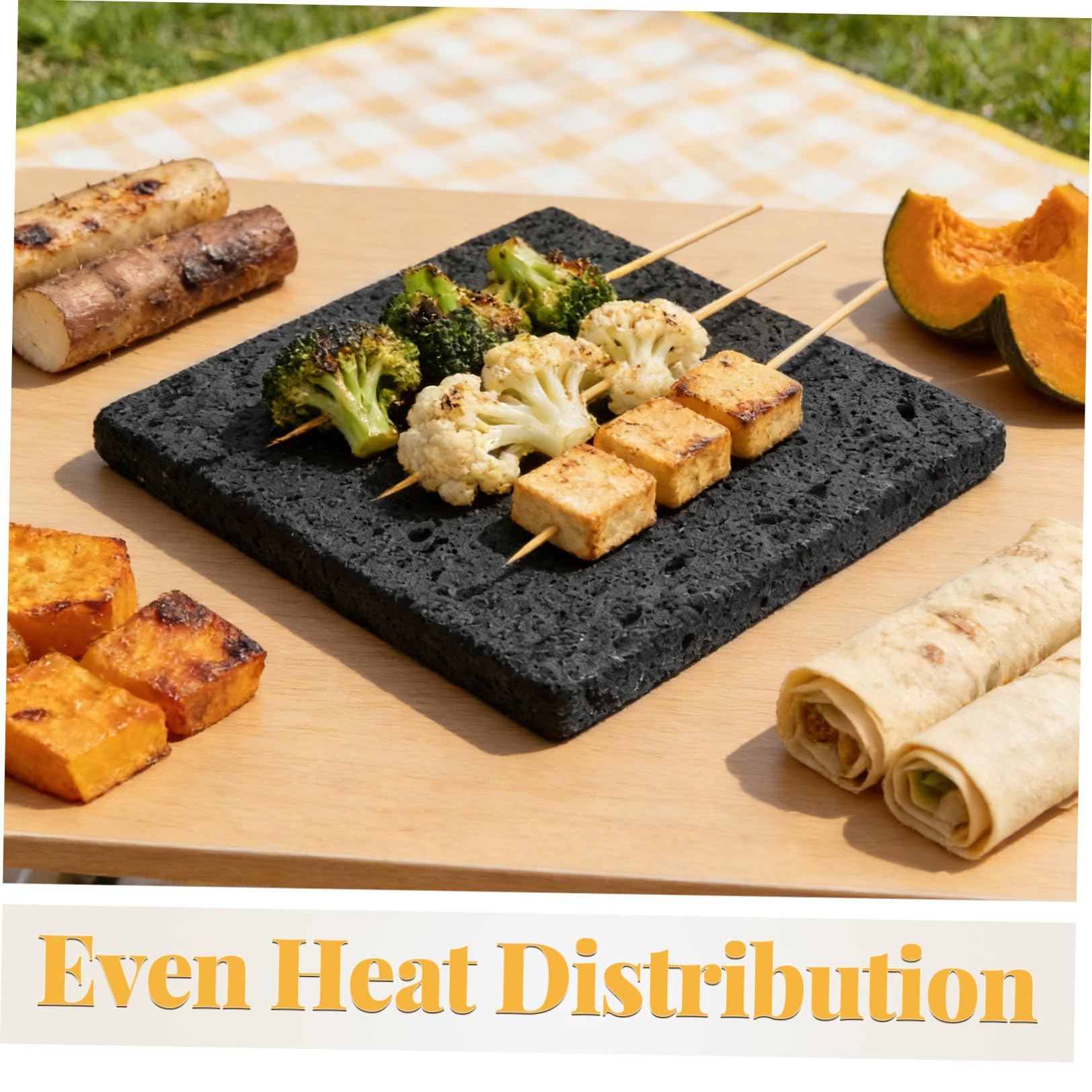VICASKY Pietra Lavica per Cottura Coreana in Roccia Nero, 20x20x1.5 Cm, Padella per Grigliare senza Fumo per Casa e Cucina Indoor Design Tradizionale