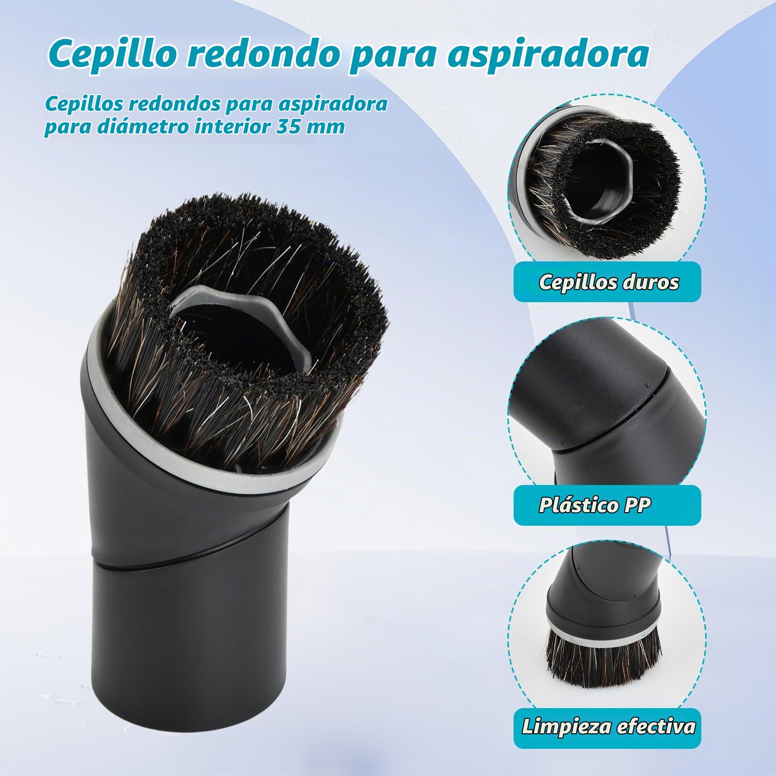 2 Piezas Cepillo Redondo para Aspiradora, 35mm de Diametro Cepillos Giratorios Compatible con Aspiradora Miele–, Cepillo para El Polvo y Boquilla para Muebles, Accesorios de Repuesto para Limpieza